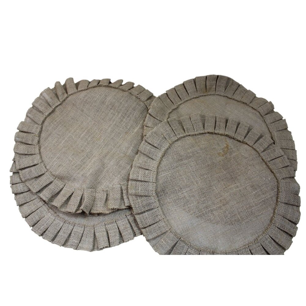4 Pier 1 Imports Placemats Burlap Round Ruffle 93497